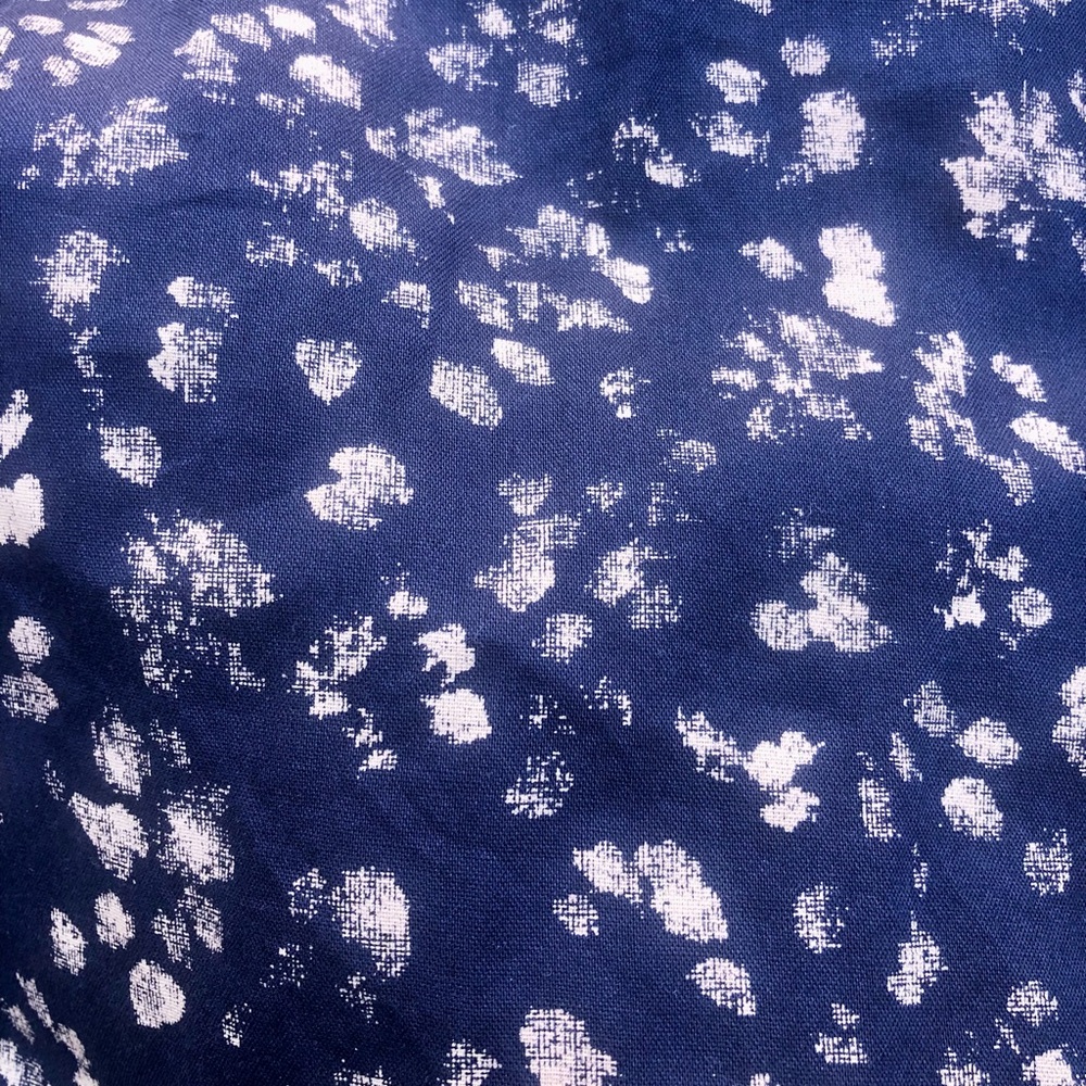 Gap navy blue and tan splattered split neck waist tie midi dress, XL - Picture 4 of 6
